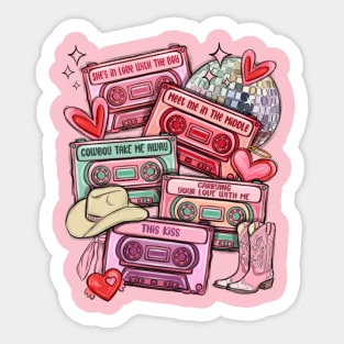 Valentine's Day cassette tapes, Happy Valentine's, 14th February, Valentine's Day Sticker